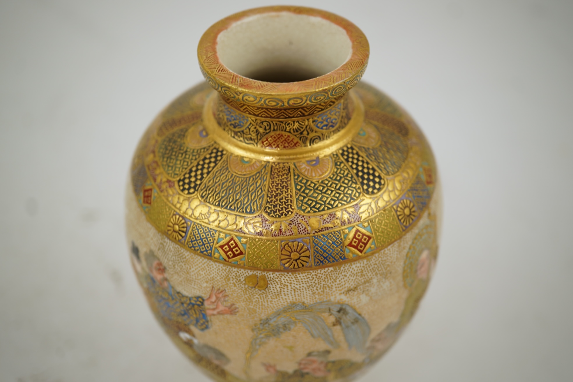 A Japanese small Satsuma vase, by Hattori, Meiji period